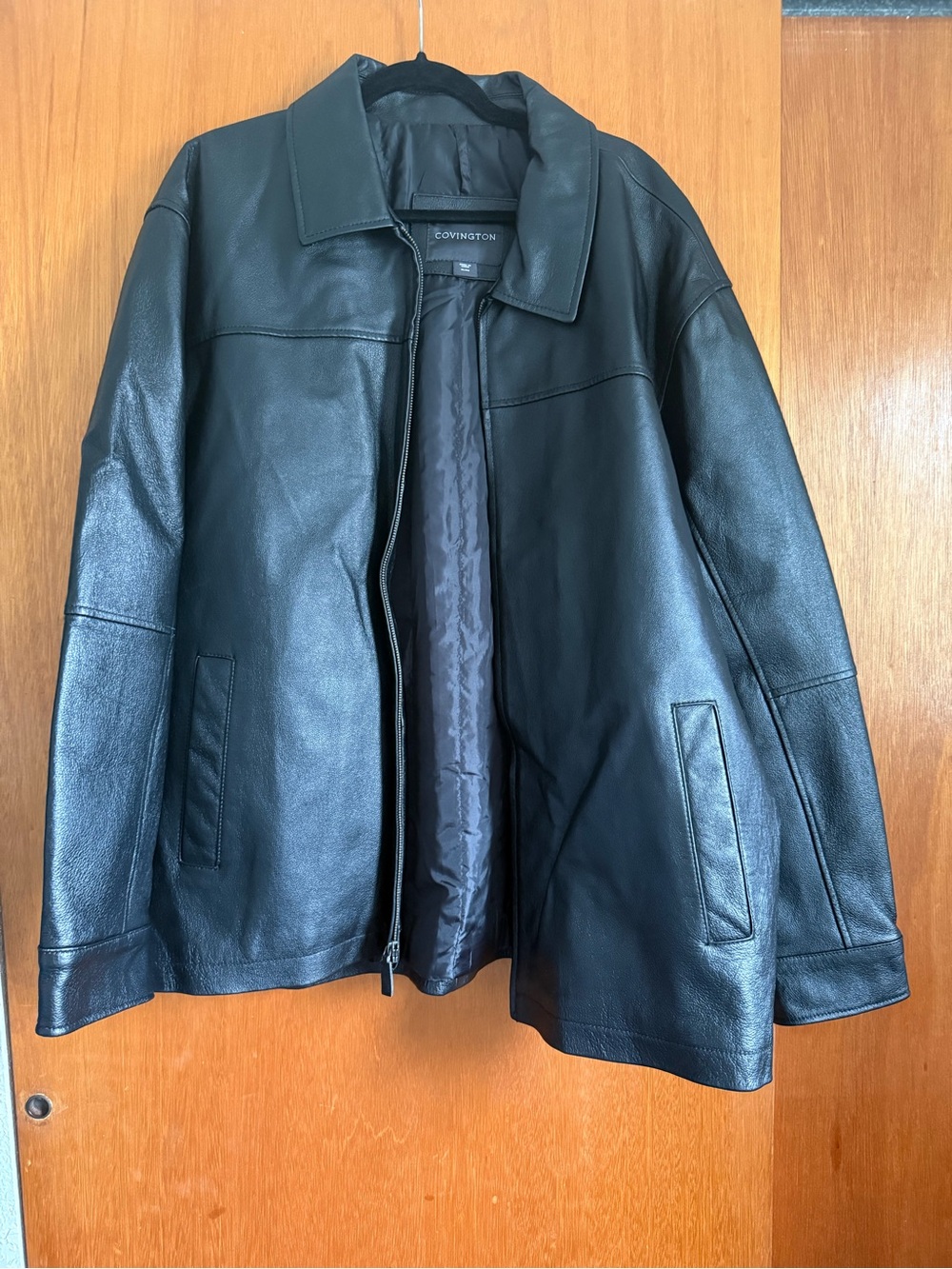 Covington Black Menโs Leather Shirt Jacket